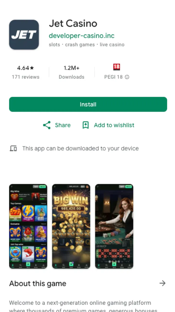 Jet Casino app